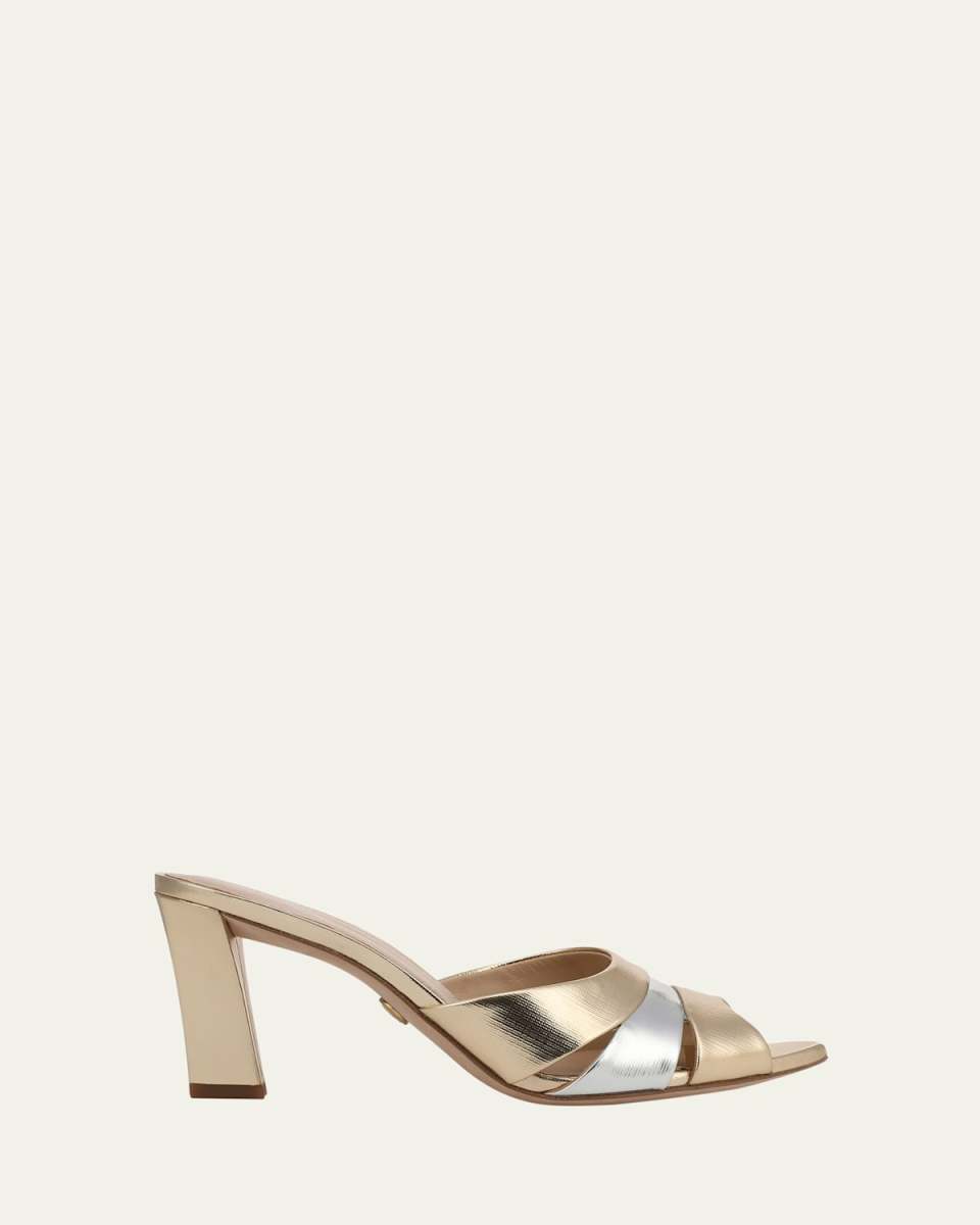 Cassiel Dressel Metallic Leather Caged Mule Sandals